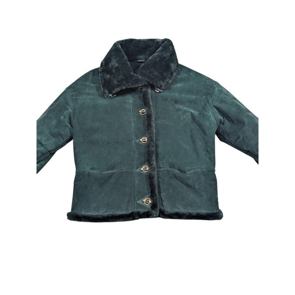 Wilson's Adventure Bound Vintage Green Suede Leather Coat - Women's Size Large - Picture 1 of 12